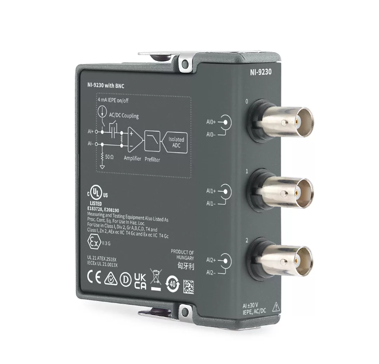 NI-9230 | IEPE with AC Coupling ICP 가속도계용 DAQ 3채널용