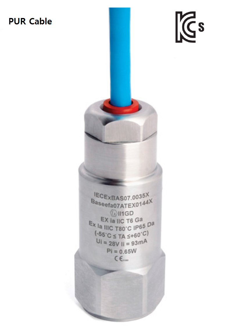 Hansford HS-100I | 본질안전방폭 산업용 ICP® 가속도계 (한국방폭인증있음)