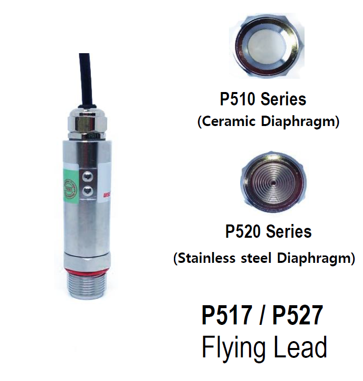 WISE P517, P527  Flush Diaphragm 압력센서 고점성 액체용(Flying Lead)