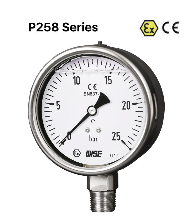 WISE P258 유로 게이지 액체 충전식 산업용 방폭 압력 게이지 : 부르동 tube type